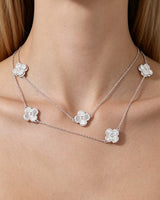 Bejeweled Clover Chain Drop Necklace | Palazzo Couture