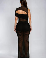 Obsidian Seduction Mesh Skirt Set - Black - Palazzo Couture Online