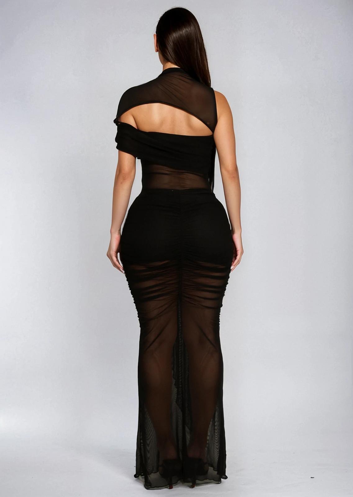 Obsidian Seduction Mesh Skirt Set - Black - Palazzo Couture Online