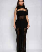 Obsidian Seduction Mesh Skirt Set - Black - Palazzo Couture Online