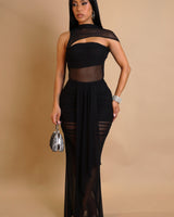 Obsidian Seduction Mesh Skirt Set - Black - Palazzo Couture Online