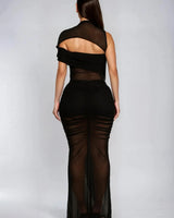 Obsidian Seduction Mesh Skirt Set - Black side view showing skirt silhouette and fit