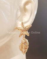 Ocean Dreams Dangle Earrings (Gold) - women's statement jewelry