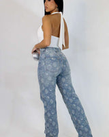 Ocean Glow Printed Flare Jeans - Palazzo Couture Online