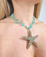 Ocean Jewel Starfish Necklace Turquoise - Palazzo Couture Online