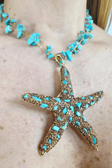 Ocean Jewel Starfish Necklace Turquoise - Palazzo Couture Online