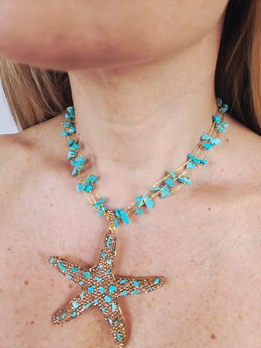 Ocean Jewel Starfish Necklace Turquoise - Palazzo Couture Online