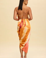 Ocean Mirage Midi Dress (Orange) - Palazzo Couture Online