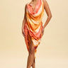 Ocean Mirage Midi Dress (Orange) - Palazzo Couture Online