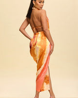 Ocean Mirage Midi Dress (Orange) - Palazzo Couture Online