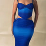 Ocean Mirage Two-Piece Skirt Set- Blue front view showing complete two piece skirt set