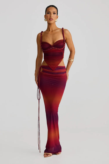 Ocean Mirage Two - Piece Skirt Set - Sunset - Palazzo Couture Online