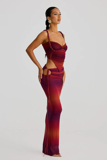 Ocean Mirage Two - Piece Skirt Set - Sunset - Palazzo Couture Online