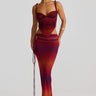 Ocean Mirage Two-Piece Skirt Set- Sunset front view showing complete two piece skirt set
