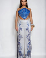 Ocean Muse Shell Pant Set - Blueshell - Palazzo Couture Online