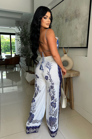 Ocean Muse Shell Pant Set - Blueshell - Palazzo Couture Online