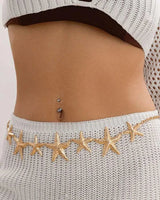 Ocean Starfish Waist Chain Belt Gold - stylish belt for dresses and outfits