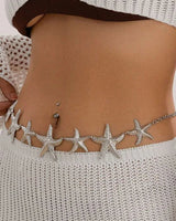 Ocean Starfish Waist Chain Belt Silver - stylish belt for dresses and outfits
