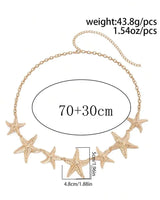 Ocean Starfish Waist Chain Belt Silver - trendy women's fashion belt