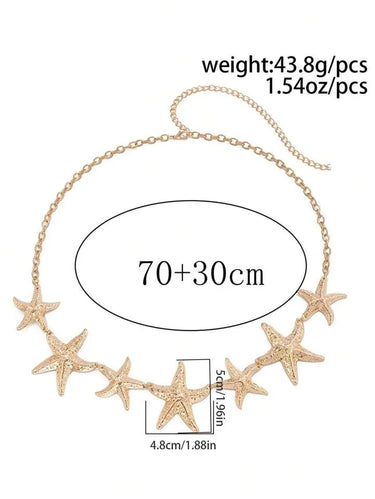 Ocean Starfish Waist Chain Belt Silver - trendy women's fashion belt