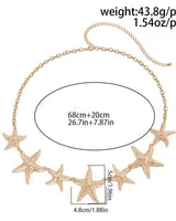 Ocean Starfish Waist Chain Belt Gold - women's statement waist belt accessory