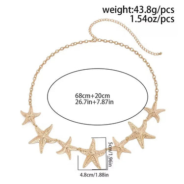 Ocean Starfish Waist Chain Belt Gold - women's statement waist belt accessory
