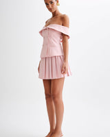 Off - Shoulder Grace Pleated Skirt Set - Palazzo Couture Online