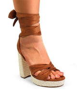Stylish tan strappy wrap sandals for women – ideal for day-to-night wear