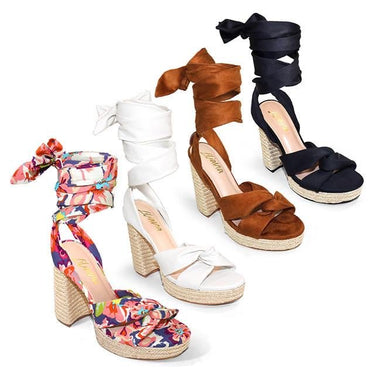 High heel tan sandals for women with ankle strap and open toe Wrap Sandals Black