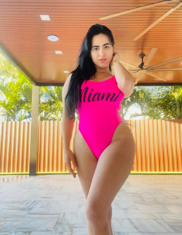 One Piece Miami Vibes Bathingsuit (Fuchsia) - Palazzo Couture Online