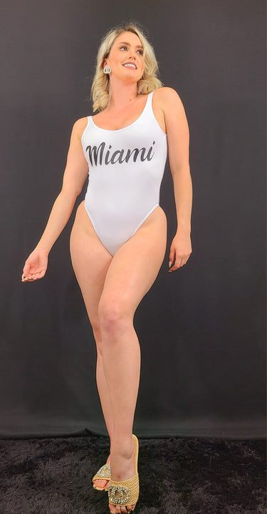 One Piece Miami Vibes Bathingsuit (White) - Palazzo Couture Online
