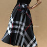 One Shoulder Plaid Skirt Maxi Dress With Tie ( Black) - Palazzo Couture Online