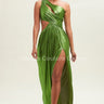 One Shoulder Pleated Gown Maxi Dress (Moss) - Palazzo Couture Online