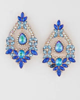 Open Crystal Drop Earrings with Blue Rhinestone Details for women - fashion jewelry by Palazzo Couture