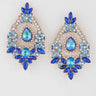 Open Crystal Drop Earrings with Blue Rhinestone Details for women - fashion jewelry by Palazzo Couture