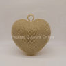 Gold heart clutch with rhinestones and detachable chain strap