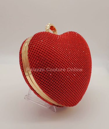 Structured red heart clutch minaudière for formal occasions