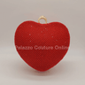 Red heart clutch with rhinestone exterior and gold chain strap