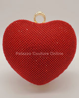 Vibrant red heart handbag accessory—rhinestone evening piece