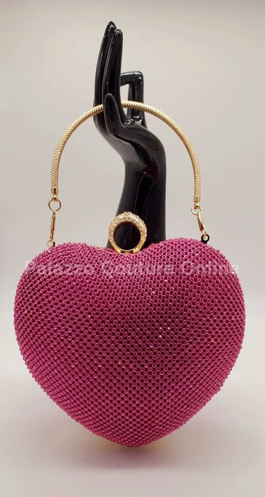 Open Your Heart Clutch Rhinestone Sparkle Evening Bag (Fuchsia) - chic clutch by Palazzo Couture