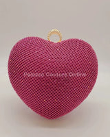 Open Your Heart Clutch Rhinestone Sparkle Evening Bag (Fuchsia) - women's evening clutch