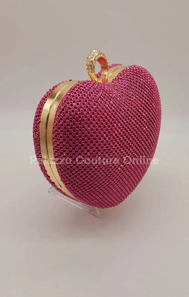 Open Your Heart Clutch Rhinestone Sparkle Evening Bag (Fuchsia) - trendy women's bag