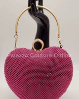 Open Your Heart Heart Clutch Bag with Rhinestone Sparkle (Fuchsia) - chic clutch by Palazzo Couture