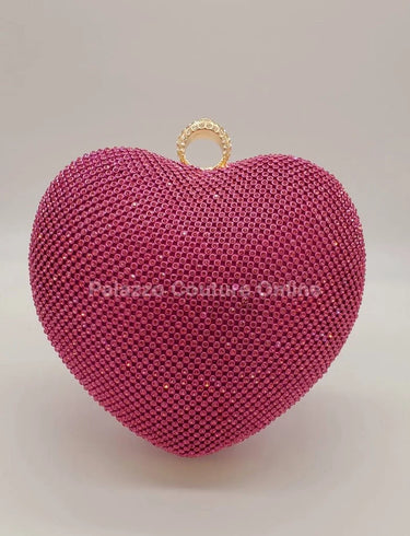Open Your Heart Heart Clutch Bag with Rhinestone Sparkle (Fuchsia) - women's evening clutch