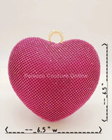 Open Your Heart Heart Clutch Bag with Rhinestone Sparkle (Fuchsia) - stylish purse for going out