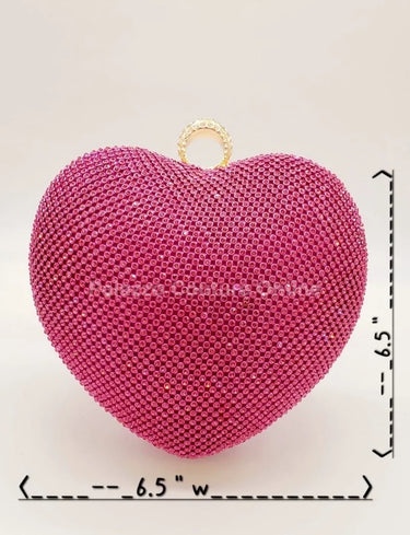 Open Your Heart Heart Clutch Bag with Rhinestone Sparkle (Fuchsia) - stylish purse for going out