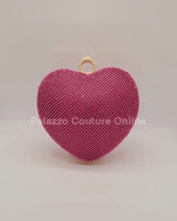 Open Your Heart Heart Clutch Bag with Rhinestone Sparkle (Fuchsia) for women - bag by Palazzo Couture