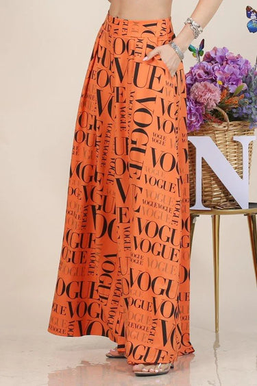 Tangerine Vogue Print Graphic Palazzo Pants - view 2