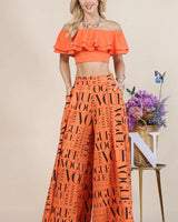 Tangerine Vogue Print Graphic Palazzo Pants - view 3
