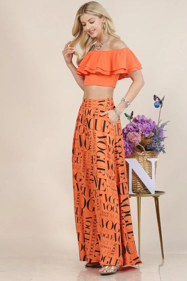 Tangerine Vogue Print Graphic Palazzo Pants - view 5